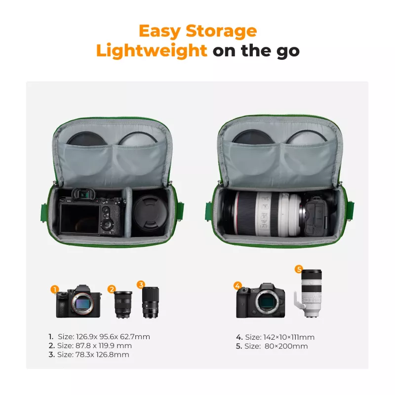 K&F Concept KF13.179V8 Žalias fotoaparato diržinis krepšys – DSLR / veidrodiniams / dronams / gimbalams