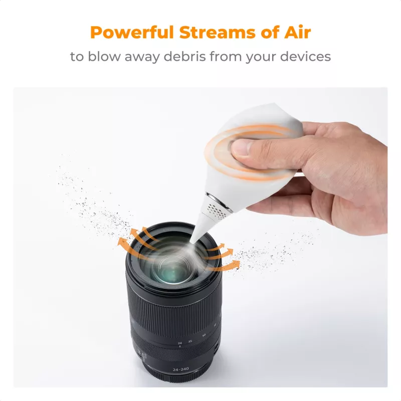 K&F Concept 2-in-1 Air Blower with Retractable Brush for Camera Lens Sensor Optics Cleaning - White (KF08.048)