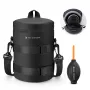K&F Concept Waterproof Lens Pouch Case Small 12x8cm su pūstuvu - Juoda