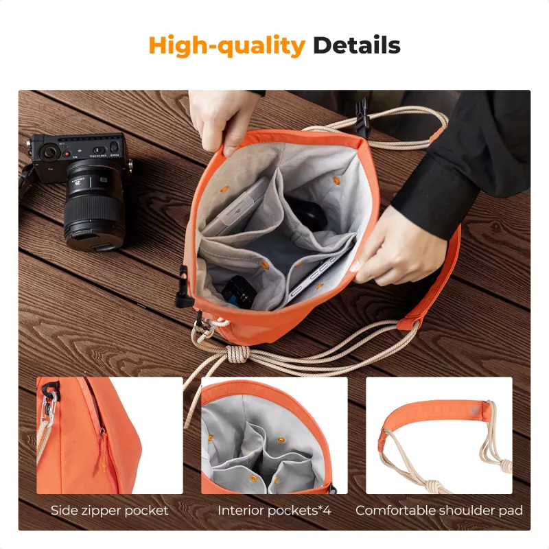 K&F Concept Crossbody Sling Bag 5L Orange for Camera Phone