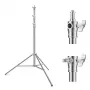 K&F Concept KF34.044 280cm aliuminio šviesos stovas su 1/4 inch-20 ir 3/8 inch-16 reversiniu sriegiu, 5 kg keliamoji galia, 3 sekcijomis, fiksavimo spaustukais, spyruokline amortizacija, juodas