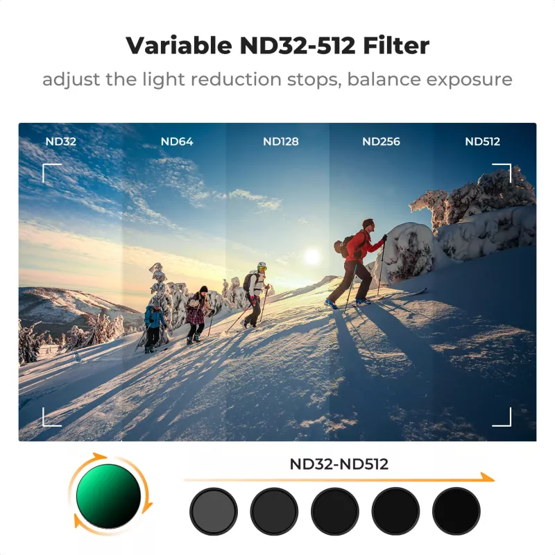 KF Concept Nano-X Variable ND Filter ND32-512 Gray for DJI Osmo Action 3/4/5 Pro