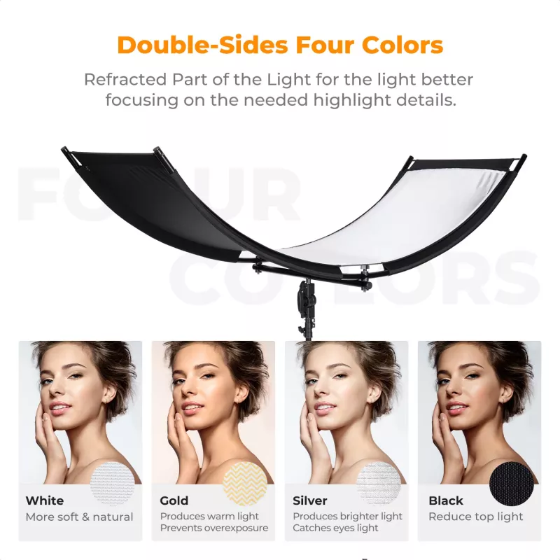 K&F Concept U-Shape 4-in-1 Curved Reflector 180x60cm su šviesos stovu ir nešiojimo krepšiu