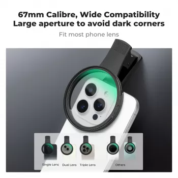 KF Black Diffusion 1/4 Filtras 67mm su Užsegamu Adapteriu išmaniajam telefonui