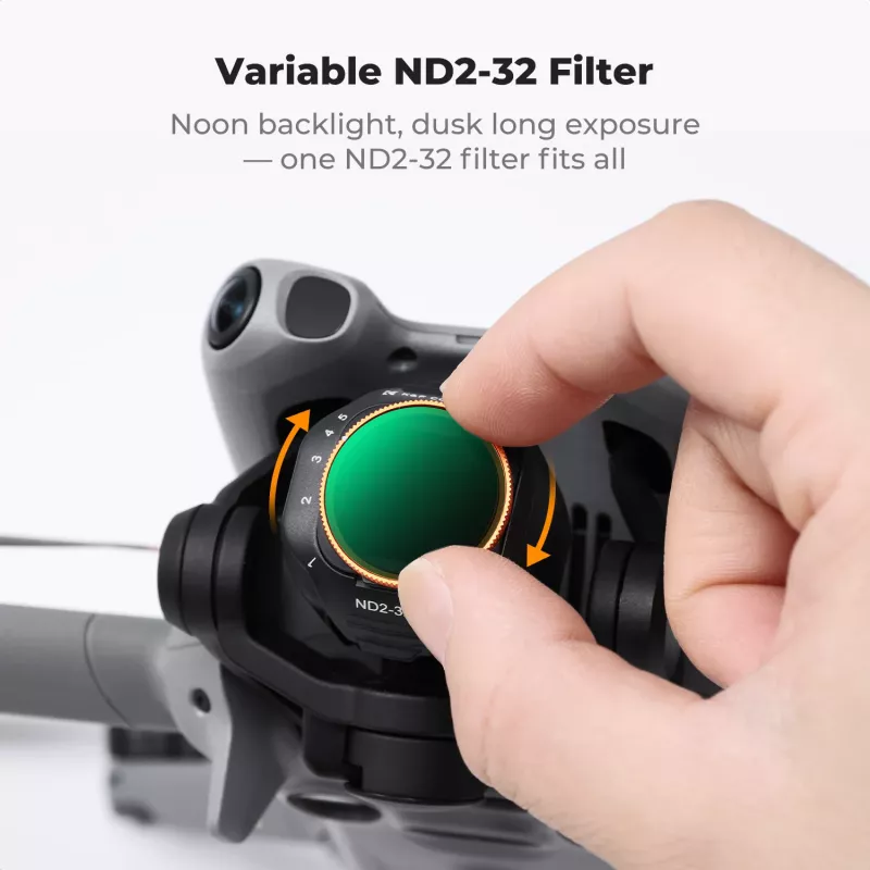 K&F kintamo tankio ND filtras ND2-ND32, skirtas DJI Mini 5 Pro dronui, AGC stiklas