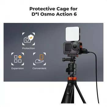 KF Frame Mount Camera Cage, skirtas DJI Osmo Action 6, metalinis, juodas, KF12.0026