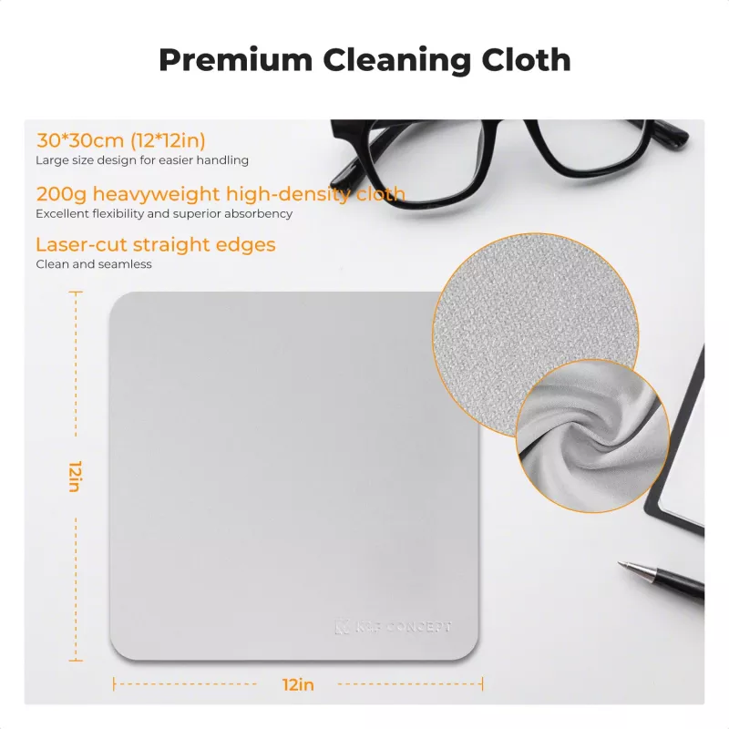 KF Microfiber Cleaning Cloth 30x30cm 200gsm 3-Pack optikai, objektyvams ir ekranams