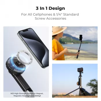 K&F Concept X97-C Selfie Stick Tripod 180 cm su MagSafe magnetiniu laikikliu ir Bluetooth nuotolinio valdymo pulteliu (Juoda)