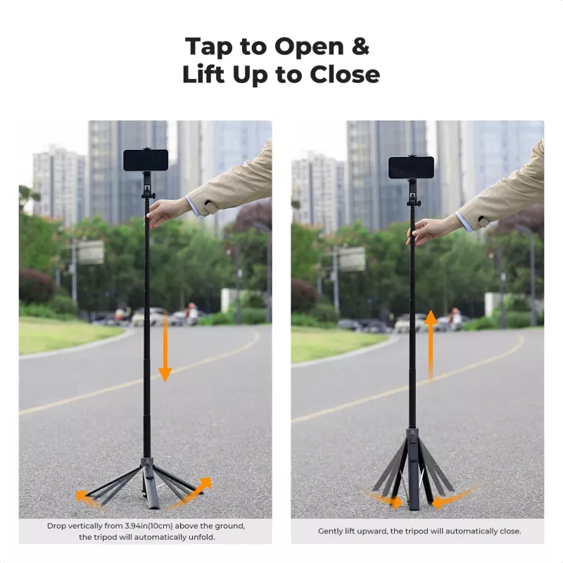 K&F Concept X97-C Selfie Stick Tripod 180 cm su MagSafe magnetiniu laikikliu ir Bluetooth nuotolinio valdymo pulteliu (Juoda)