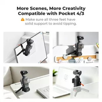 KF Magnetinis apsauginis rėmelis ir trikojo laikiklis, skirtas DJI Osmo Pocket 3 / 4, juodas, aliuminio lydinys ir ABS plastikas, KF20.0022