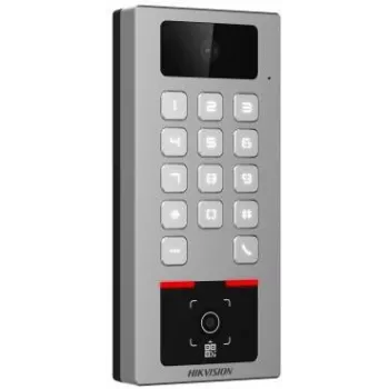 Hikvision DS-K1T502DBWX-CQR veido atpažinimo terminalas su 7 colių jutikliniu ekranu, 2 MP dviejų objektyvų kamera, pirštų atspaudų skaitytuvu, Mifare kortelių skaitytuvu, PIN kodu, Wi-Fi, IP65, IK08