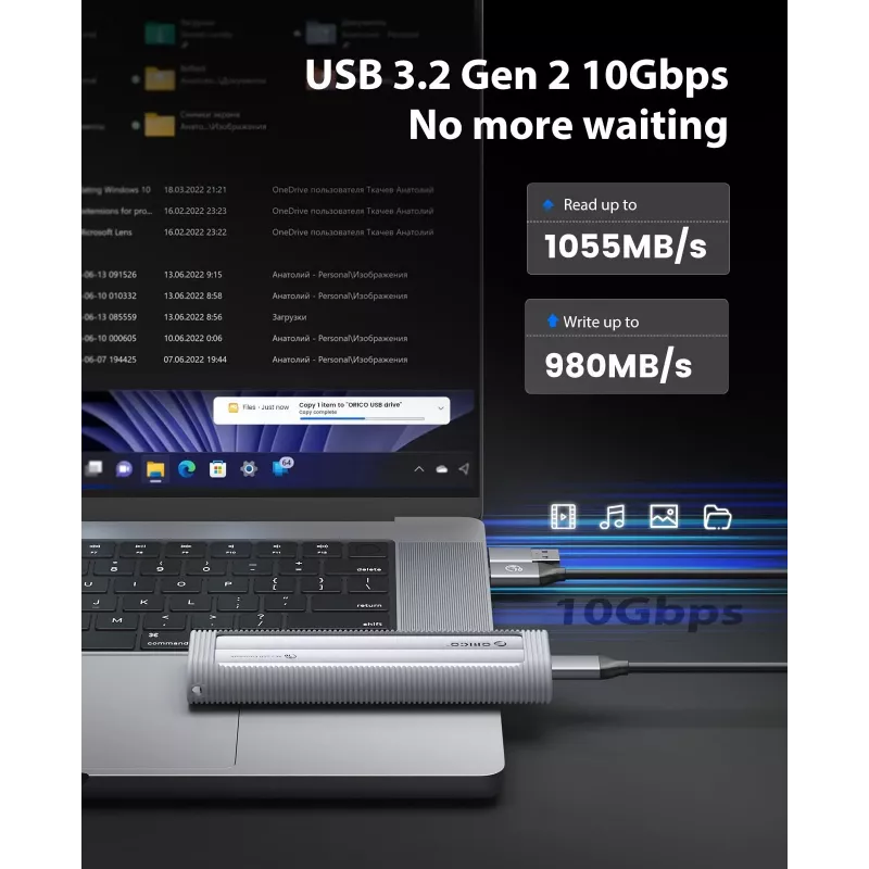 ORICO AXM2-G2 M.2 NVMe USB-C 10Gbps korpusas - pilka