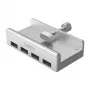 ORICO MH4PU Clamp-on USB Hub 4x USB-A 3.0 - sidabrinis
