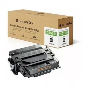 G&G Reborn Remanufactured Toner Cartridge Compatible with HP 55X / Canon 724H Black 12,500 Pages
