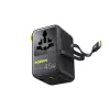 Baseus PicoGo AG11 45W 6-in-1 Universal Travel Adapter su įtraukiamu USB-C laidu – juoda