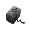 Baseus PicoGo AG11 45W 6-in-1 Universal Travel Adapter su įtraukiamu USB-C laidu – juoda