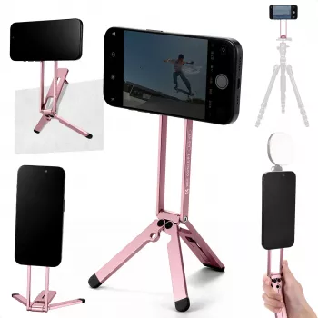 KF 3-in-1 Magnetinis telefono laikiklis – trikojis, rankena, stalinis stovas, skirtas iPhone MagSafe, rožinis