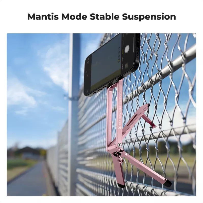 KF 3-in-1 Magnetinis telefono laikiklis – trikojis, rankena, stalinis stovas, skirtas iPhone MagSafe, rožinis