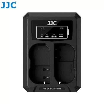 JJC Dual USB Charger, skirtas 2x Nikon EN-EL15, EN-EL15a, EN-EL15b, EN-EL15c akumuliatoriams