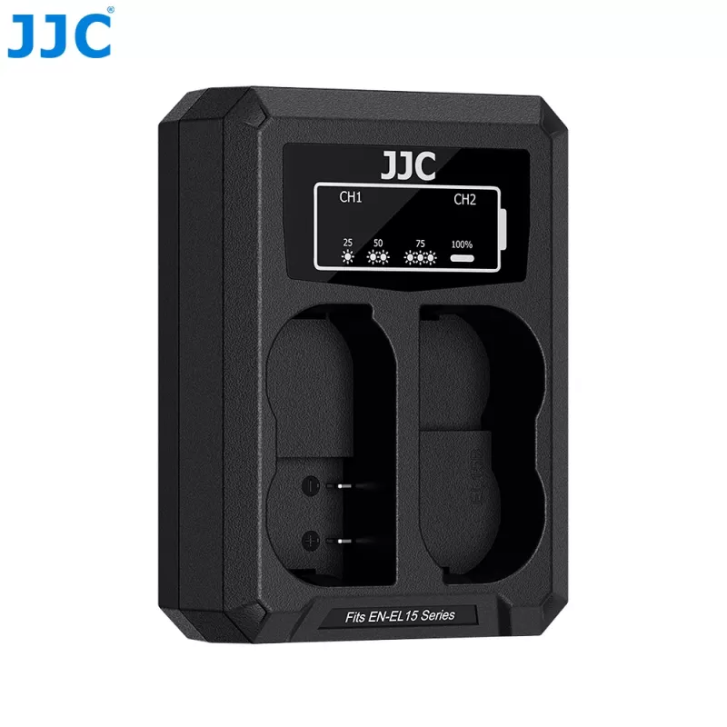 JJC Dual USB Charger, skirtas 2x Nikon EN-EL15, EN-EL15a, EN-EL15b, EN-EL15c akumuliatoriams