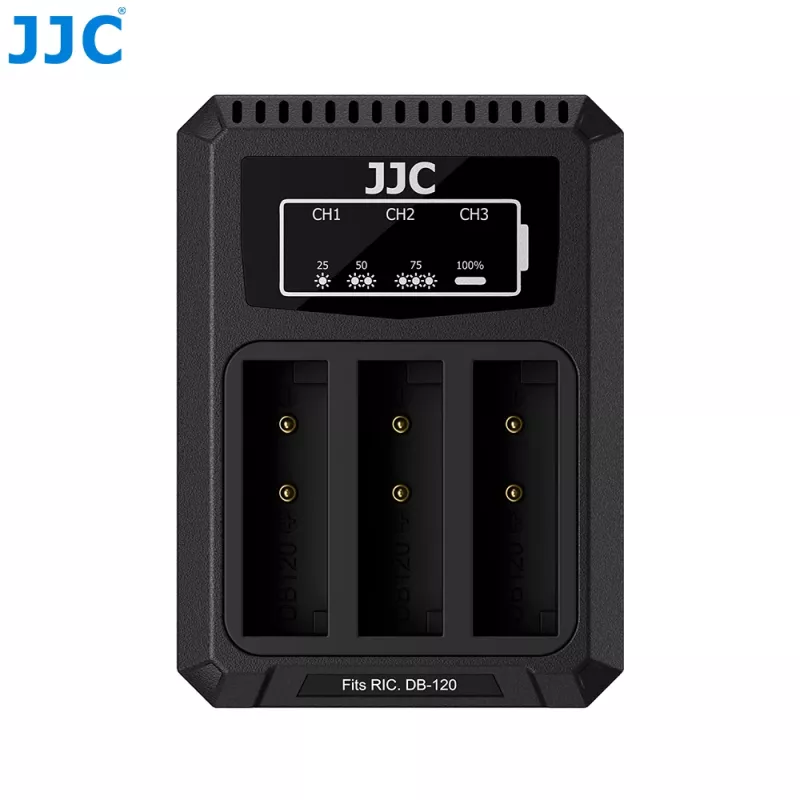 JJC Triple USB Battery Charger, skirta Ricoh DB-120 (3 lizdai) - DCH-DB120TC