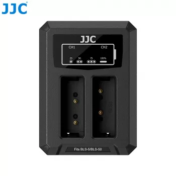 JJC Dual USB įkroviklis, skirtas Olympus BLS-1, BLS-5, BLS-50 akumuliatoriams