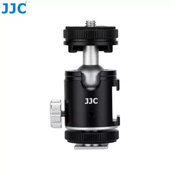 JJC BH-SM1 3D Mini Ballhead iš aliuminio lydinio su 3 Cold Shoe laikikliais, 1/4 inch sriegiu, juodas