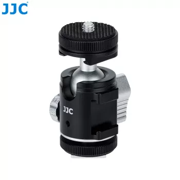 JJC BH-SM1 3D Mini Ballhead iš aliuminio lydinio su 3 Cold Shoe laikikliais, 1/4 inch sriegiu, juodas