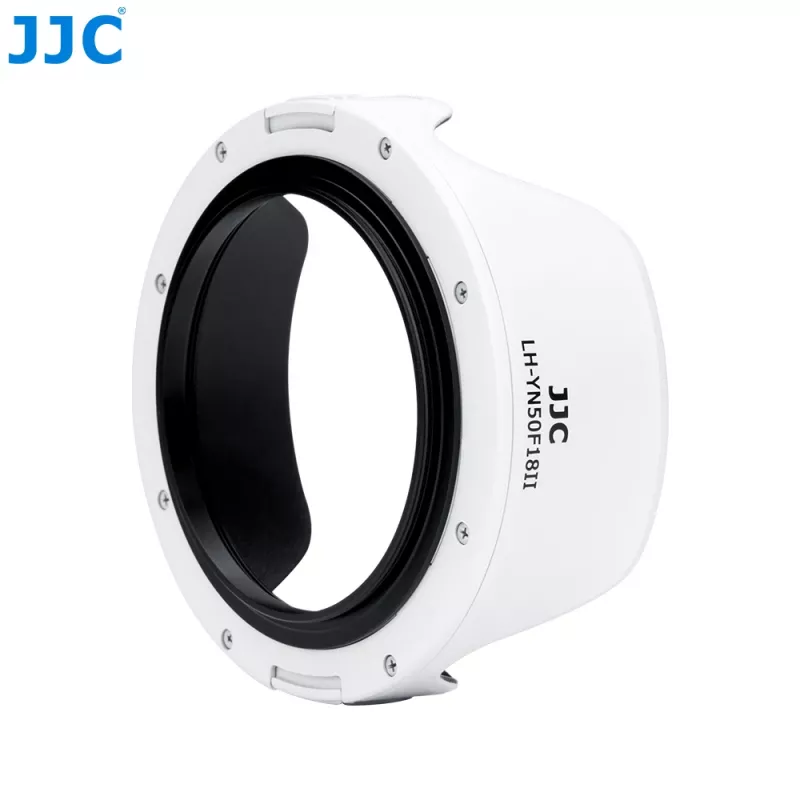JJC LH-YN50F18II Tulip Lens Hood, skirta Yongnuo YN 50mm f/1.8 II objektyvui – balta