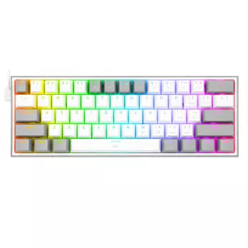 Redragon K617 Fizz RGB White/Grey 60% mechaninė klaviatūra su karšto keitimo jungikliais ir raudonais jungikliais
