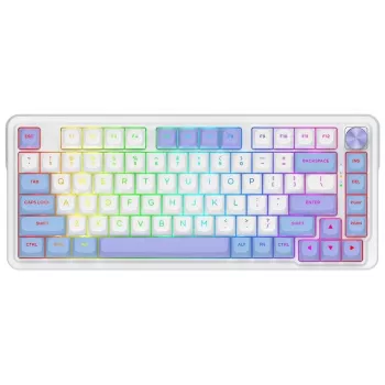 Redragon Ucal Max K673WBP-RGB-MAX Tri-Mode mechaninė klaviatūra 75% 82 klavišų, karšto keitimo, gasket mount, PBT klavišai, RGB, balta/juoda/violetinė