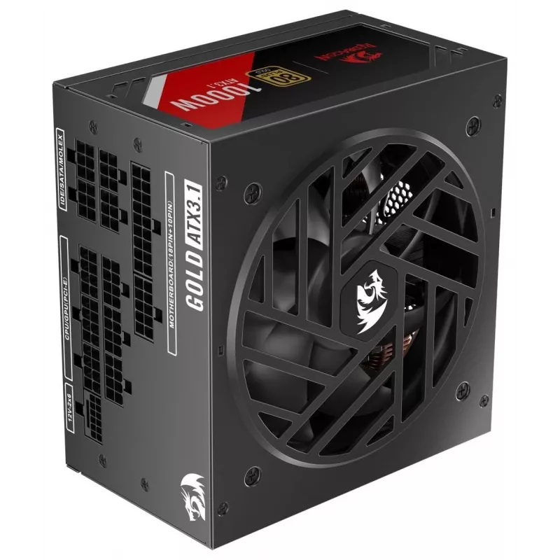 Redragon Master GC-MS03 1000W maitinimo blokas, 80 PLUS Standard, ATX, nemodulinis, 120mm ventiliatorius, juodas
