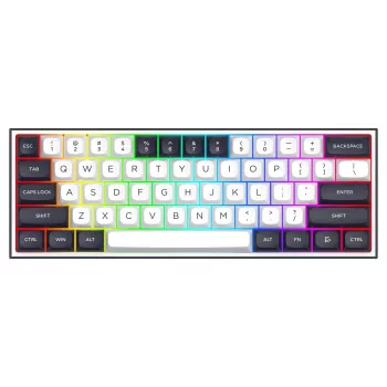 Redragon ALCOR QMK K717WB-RGB-PRO mechaninė klaviatūra, 75% išdėstymas, tri-režimė, karštai keičiama, balta/juoda