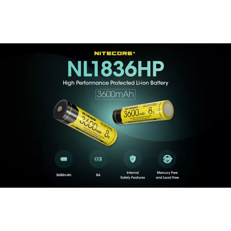 Nitecore NL1836HP 3600mAh 18650 Li-ion Button Top Battery