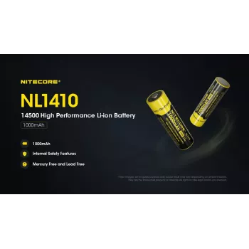 Nitecore NL1410 14500 1000mAh Įkraunama Ličio Jonų Baterija