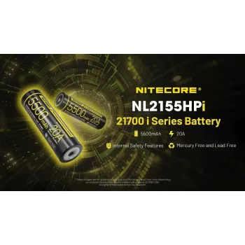 Nitecore 21700 Li-ion Battery 5500mAh 20A 3.6V Button Top
