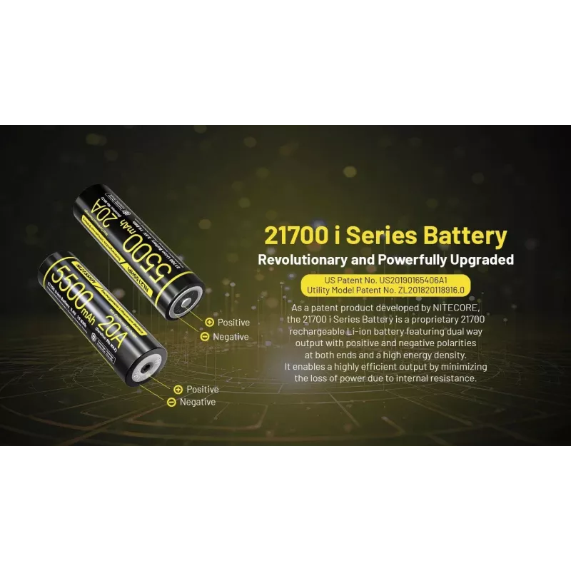 Nitecore 21700 Li-ion Battery 5500mAh 20A 3.6V Button Top