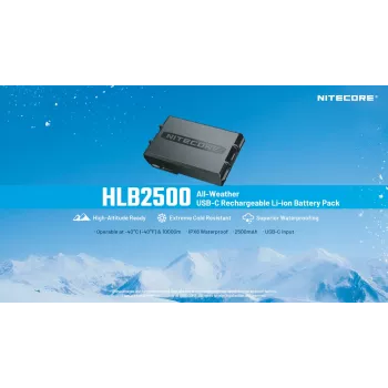 Nitecore HLB2500 2500 mAh Li-ion akumuliatoriaus blokas su USB-C įkrovimu