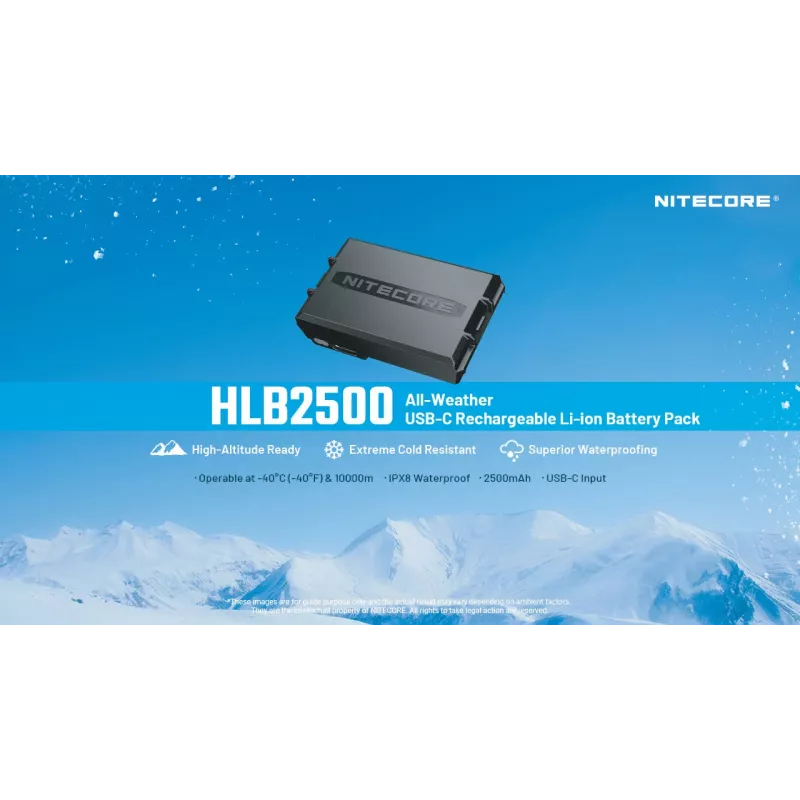 Nitecore HLB2500 2500 mAh Li-ion akumuliatoriaus blokas su USB-C įkrovimu