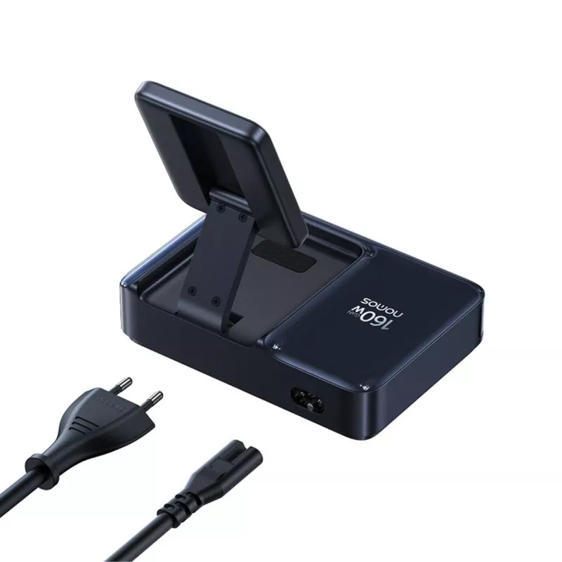 Baseus Nomos NH21 Qi2 160W 5-in-1 belaidė įkrovimo stotelė su ištraukiamu kabeliu – juoda