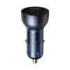Baseus Particular Digital Display automobilinis įkroviklis, USB-C + USB-A, QC3.0+PD, 65 W, pilka