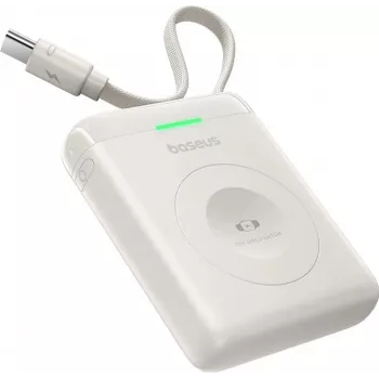 “Baseus EnerFill FW11 5W Power Bank, skirta Apple Watch, su įmontuotu kabeliu - balta”