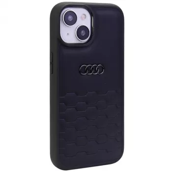 Audi GT Synthetic Leather Hard Case, skirta iPhone 15 Plus / 14 Plus 6,7 inch - Juoda