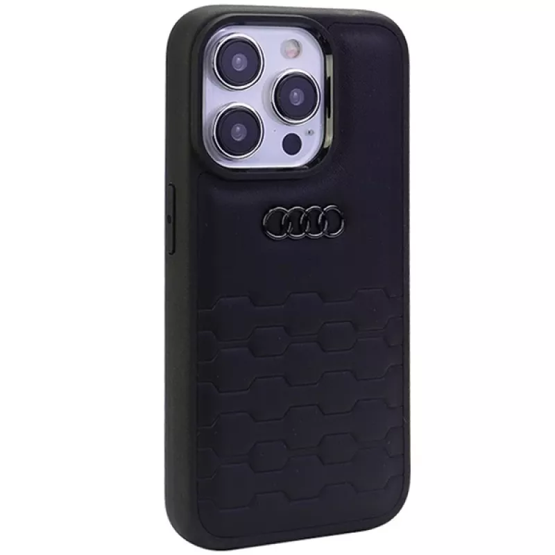 Audi GT Synthetic Leather Hard Case, skirta Apple iPhone 15 Pro Max 6,7 inch, juoda