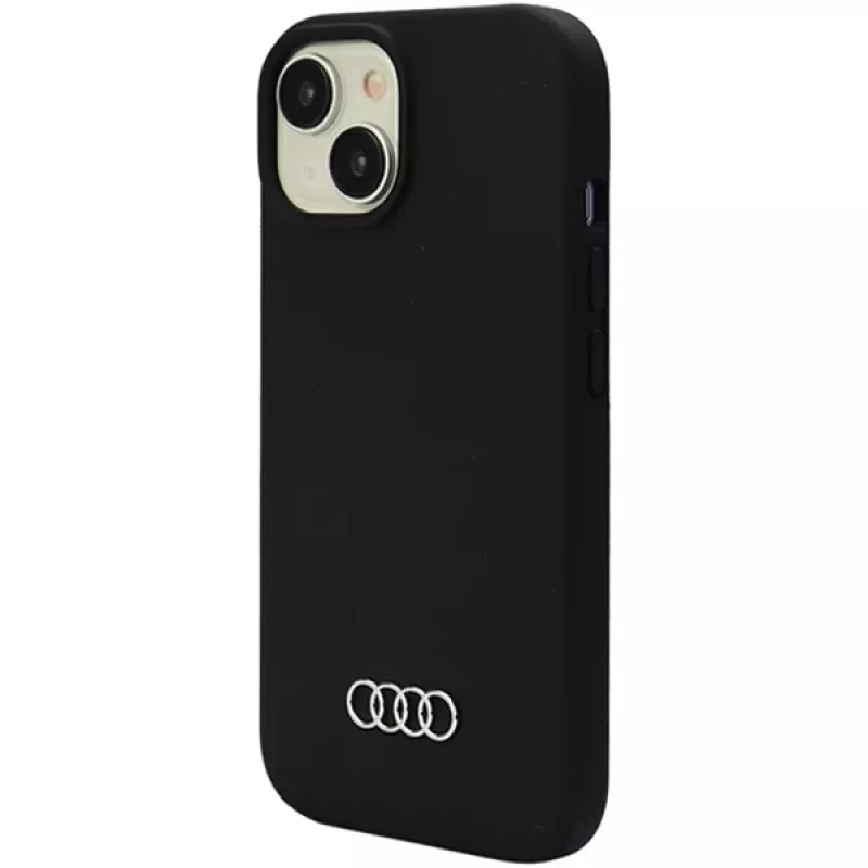 Audi Silicone Case, skirta iPhone 15 Plus / 14 Plus 6,7 inch, juoda, kietas dėklas AU-LSRIP15M-Q3/D1-BK