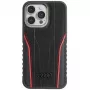 Audi Genuine Leather MagSafe iPhone 15 Pro 6.1 Black-Red Hardcase AU-TPUPCMIP15P-R8/D3-RD
