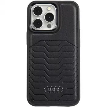 Audi Synthetic Leather MagSafe Hard Case, skirta iPhone 13 Pro Max 6.7, juoda