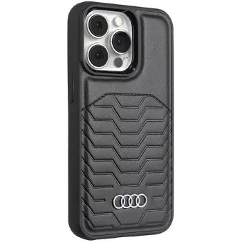 Audi Synthetic Leather MagSafe Hard Case, skirta iPhone 13 Pro Max 6.7, juoda
