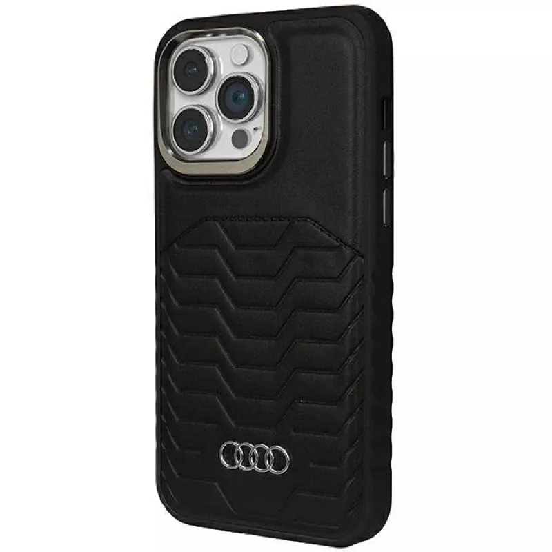 “Audi Synthetic Leather MagSafe Hard Case, skirta iPhone 14 Pro 6,1”, juoda