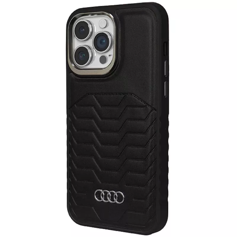 Audi Synthetic Leather MagSafe Hard Case, skirta Apple iPhone 14 Pro Max 6.7 inch, juoda